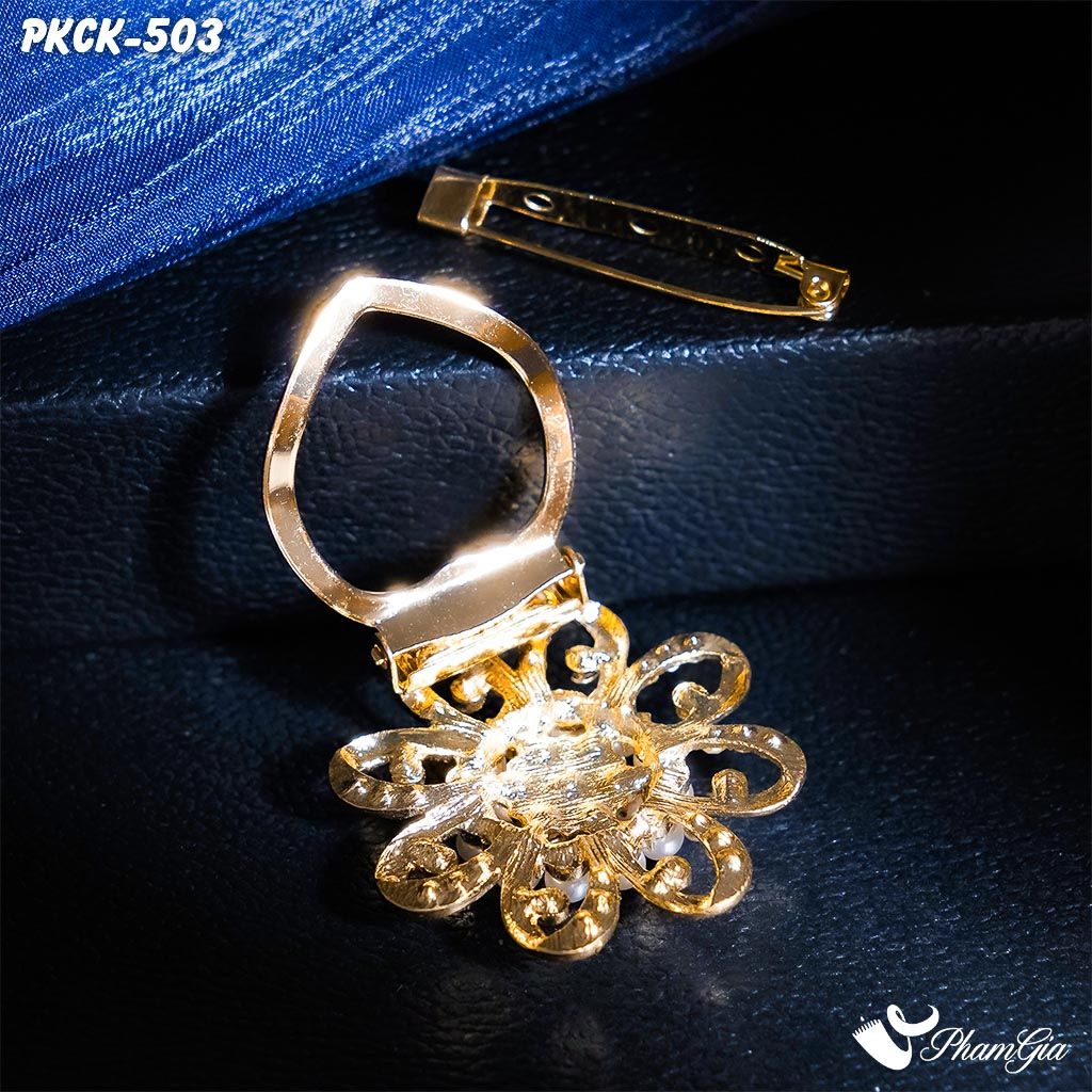 Phụ Kiện Cài Khăn, Cài Áo Đa Năng Họa Tiết Họa Tiết Hoa Cúc Đính Ngọc Trai (PKCK503)