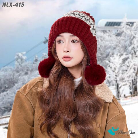 Người Mẫu Đội Nón Len Giữ Nhiệt Chuyên Dụng 2 Lớp Phong Cách Bắc Âu Cao Cấp Màu Đỏ