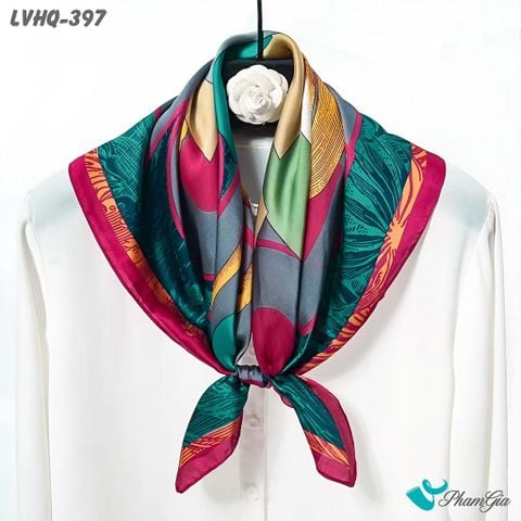 Góc Thẳng Khăn Lụa Vuông 70*70cm Phong Cách Hàn Quốc Họa Tiết Ngựa Retro Viền Đỏ