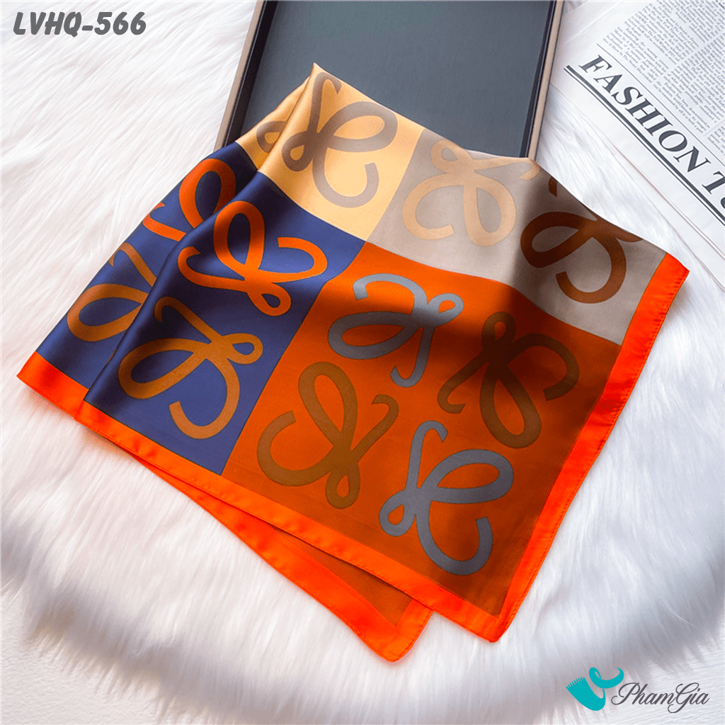 Khăn Lụa Vuông 70*70cm Phong Cách Hàn Quốc Họa Tiết Ô Vuông Nghệ Thuật (LVHQ566)