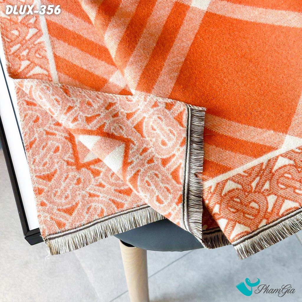 Khăn Choàng Dạ Cashmere Cao Cấp Họa Tiết Retro Kẻ Sọc Phối Màu Cam Hiện Đại (DLUX356)
