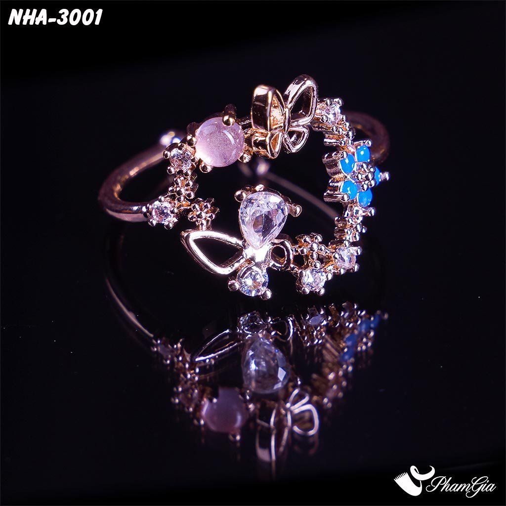 Nhẫn Hở Kiểu Cánh Hoa Đính Đá Thời Trang Cá Tính (NHA3001)