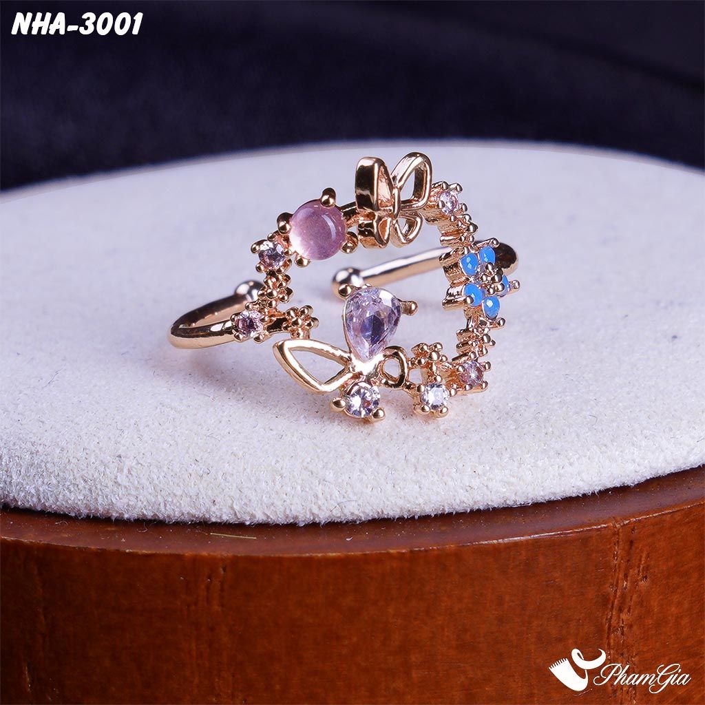 Nhẫn Hở Kiểu Cánh Hoa Đính Đá Thời Trang Cá Tính (NHA3001)