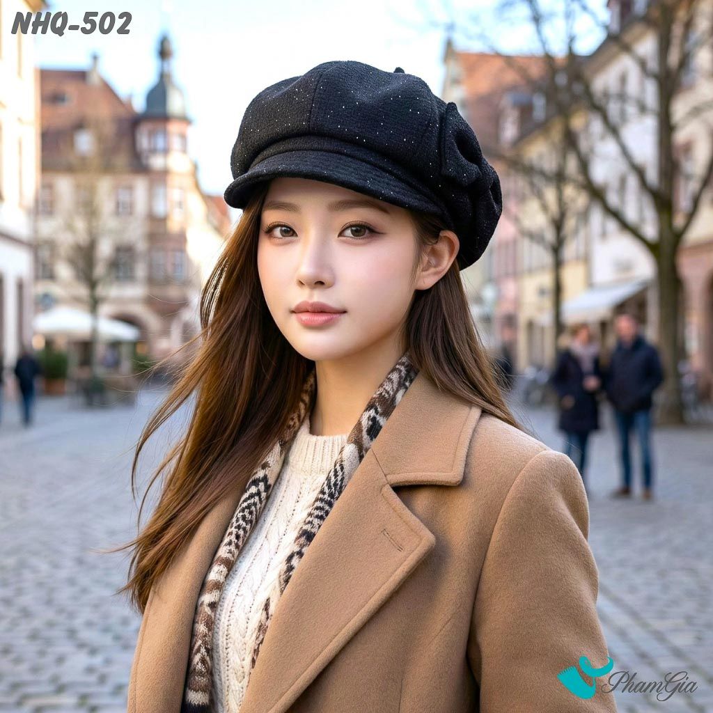 Nón Hải Quân Đính Nơ Phối Kim Tuyến Thời Trang Màu Đen (NHQ502)