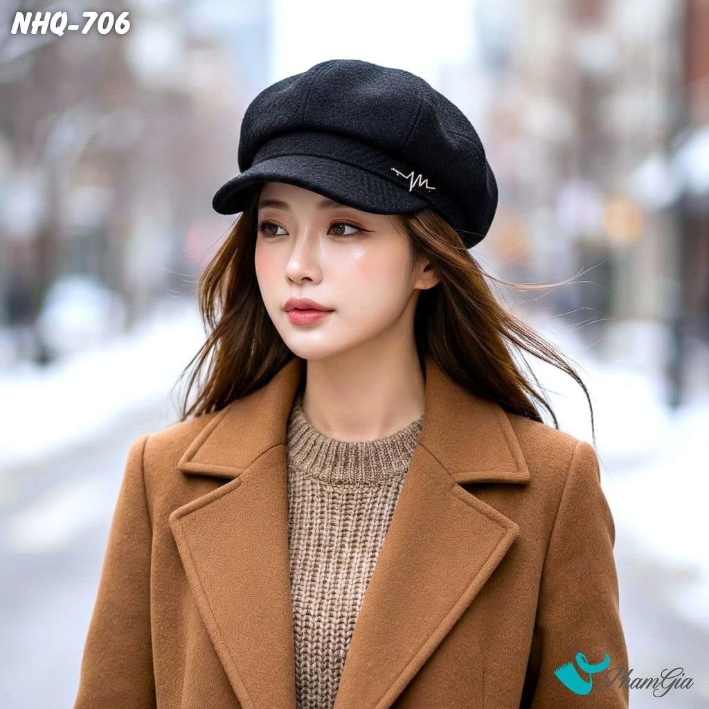 Nón Hải Quân Đính Tag Nhịp Tim Thời Trang Cao Cấp Màu Đen (NHQ706)