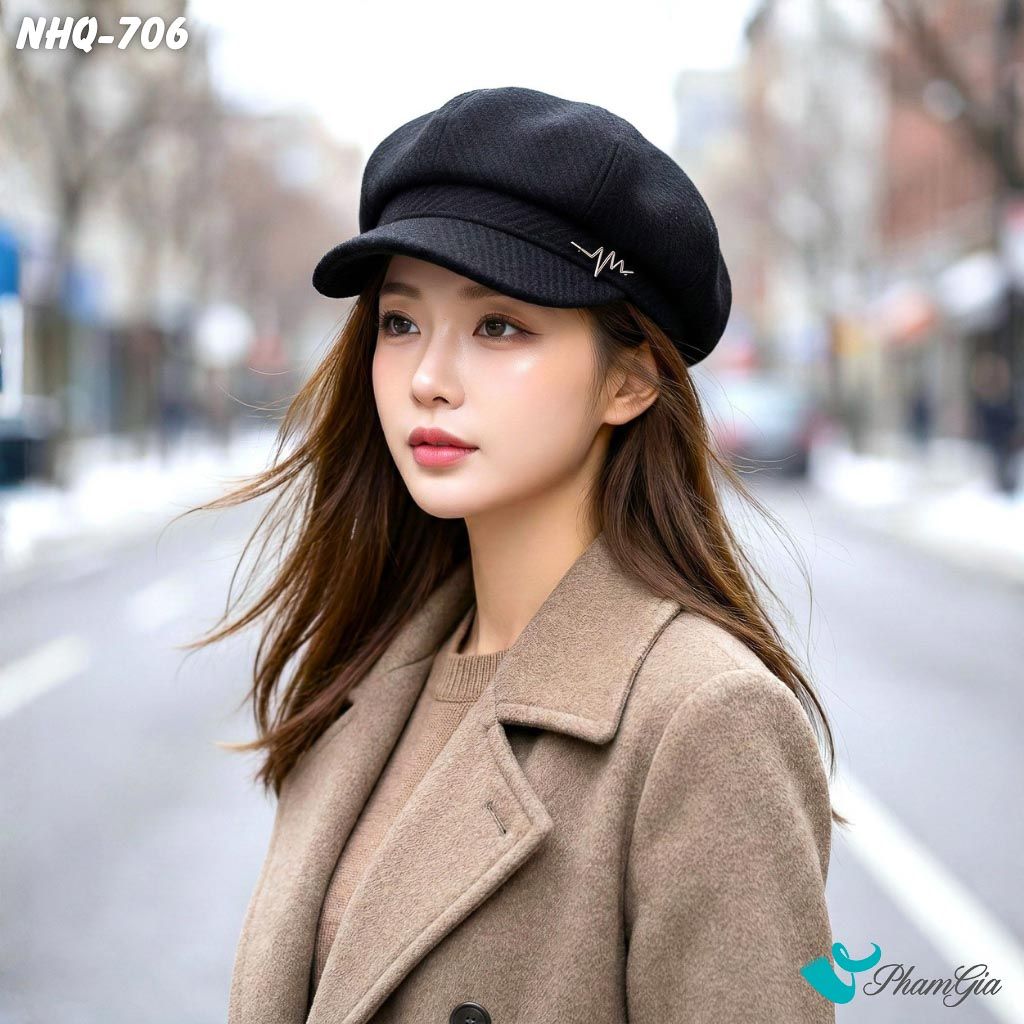 Nón Hải Quân Đính Tag Nhịp Tim Thời Trang Cao Cấp Màu Đen (NHQ706)