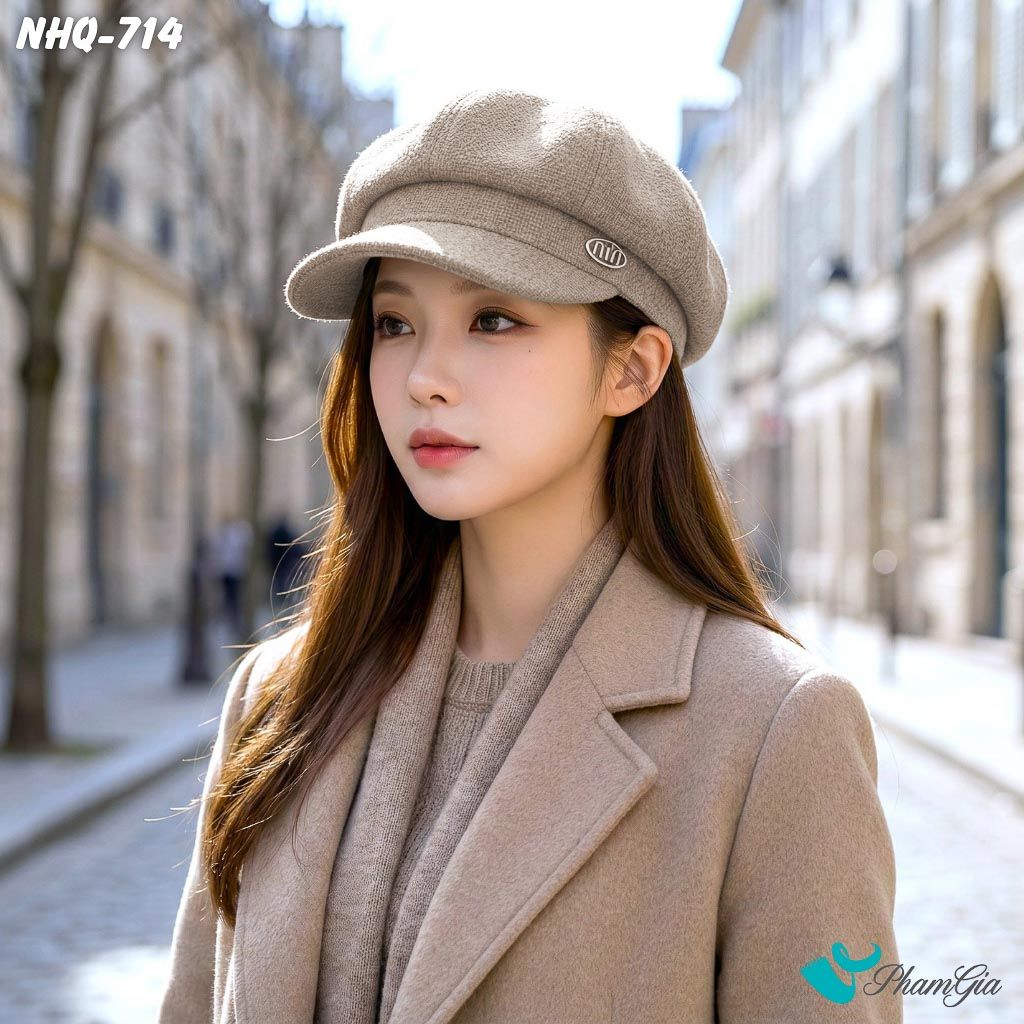 Nón Hải Quân Đính Tag Chữ Thời Trang Cao Cấp Màu Xám Beige (NHQ714)