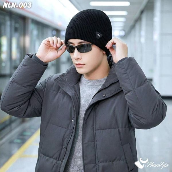Nón Len Giữ Ấm 2 Lớp Thời Trang Nam Hiện Đại Màu Đen (NLN003)