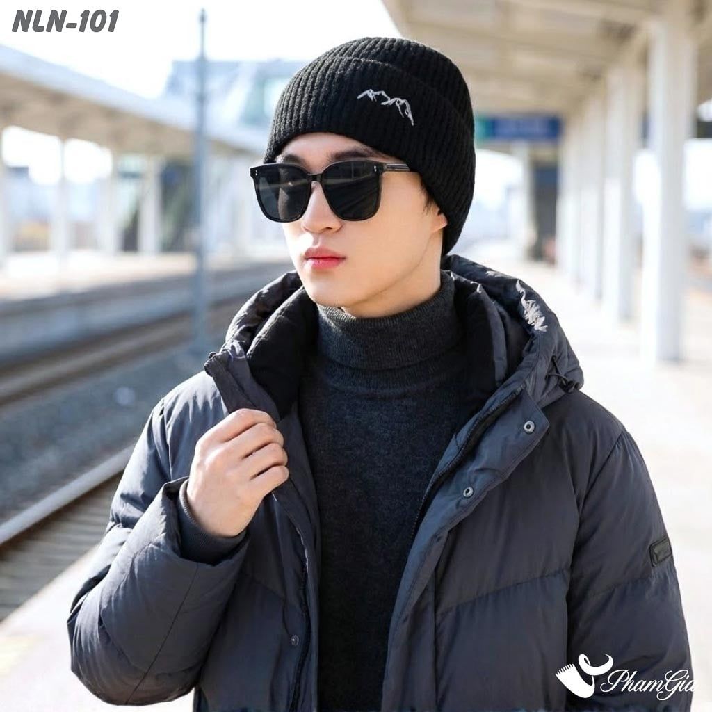 Nón Len Beanie Giữ Ấm Thời Trang Nam Hiện Đại Màu Đen (NLN101)