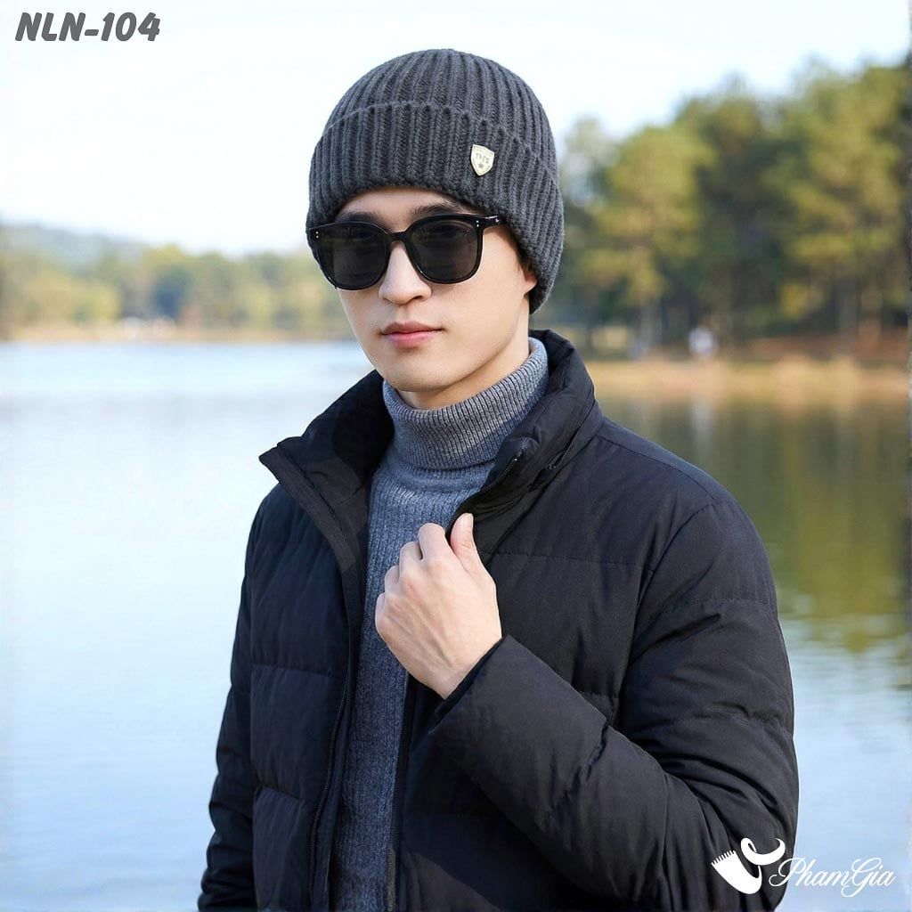 Nón Len Gân Beanie Giữ Ấm Thời Trang Nam Hiện Đại Màu Xám (NLN104)