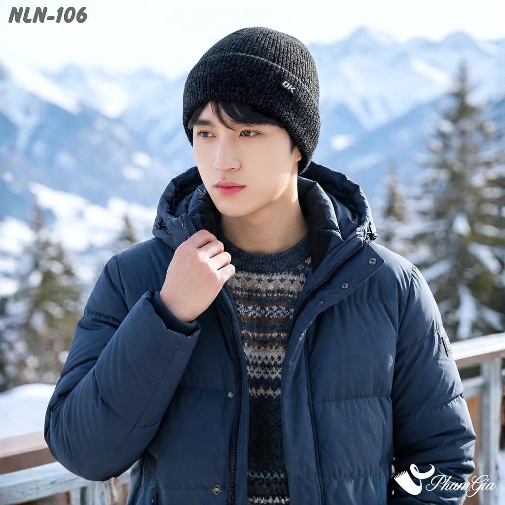Nón Len Beanie Giữ Ấm Thời Trang Nam Lịch Lãm Màu Xám (NLN106)
