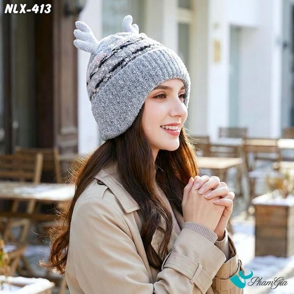 Nón Len Giữ Nhiệt Chuyên Dụng 2 Lớp Phong Cách Tuần Lộc Cao Cấp Màu Đen (NLX413)