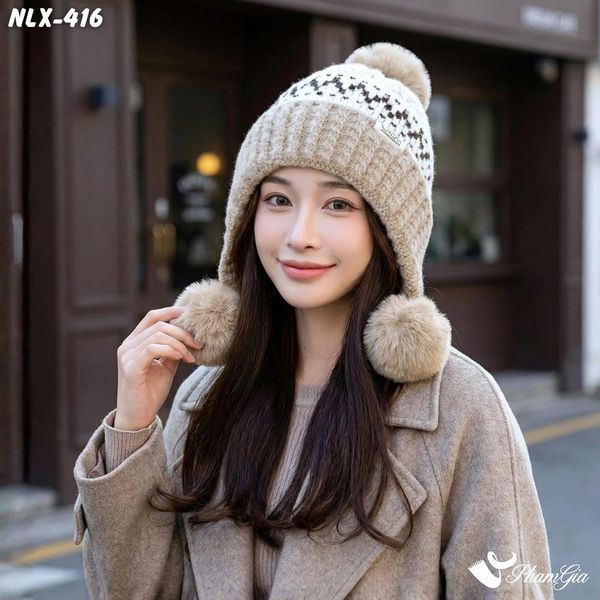 Nón Len Giữ Nhiệt Chuyên Dụng 2 Lớp Phong Cách Bắc Âu Cao Cấp Màu Beige (NLX416)