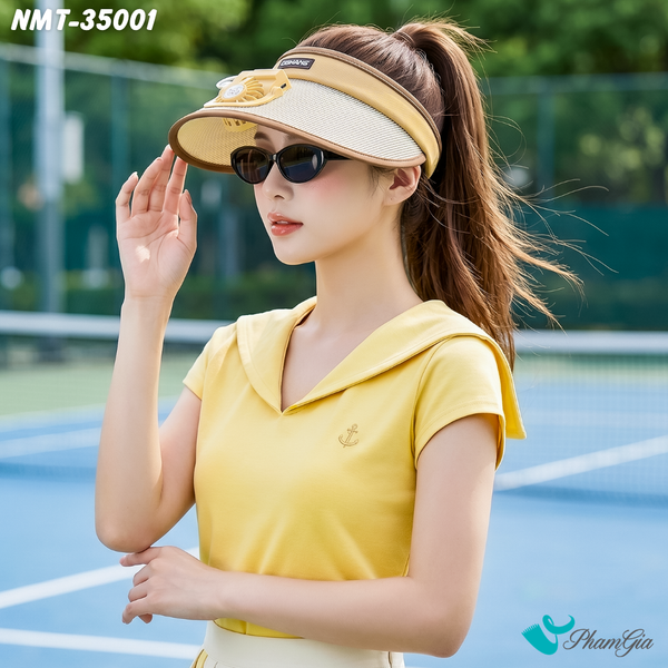 Nón Mui Trần Gắn Quạt Sạc Chống Nắng Hạ Nhiêt Tiện Lợi Màu Nâu Beige (NMT35001)