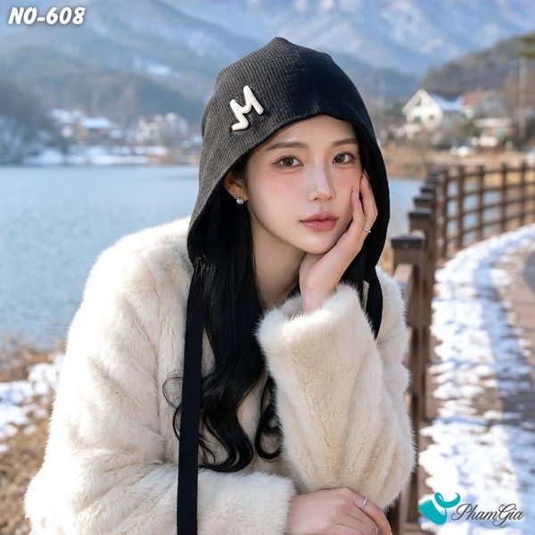 Nón Ống Thời Trang Phối Dây Cá Tính Màu Đen (NO608)