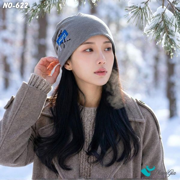 Nón Ống Thời Trang Đính Tag Unisex Cá Tính Màu Xám Khói (NO622)