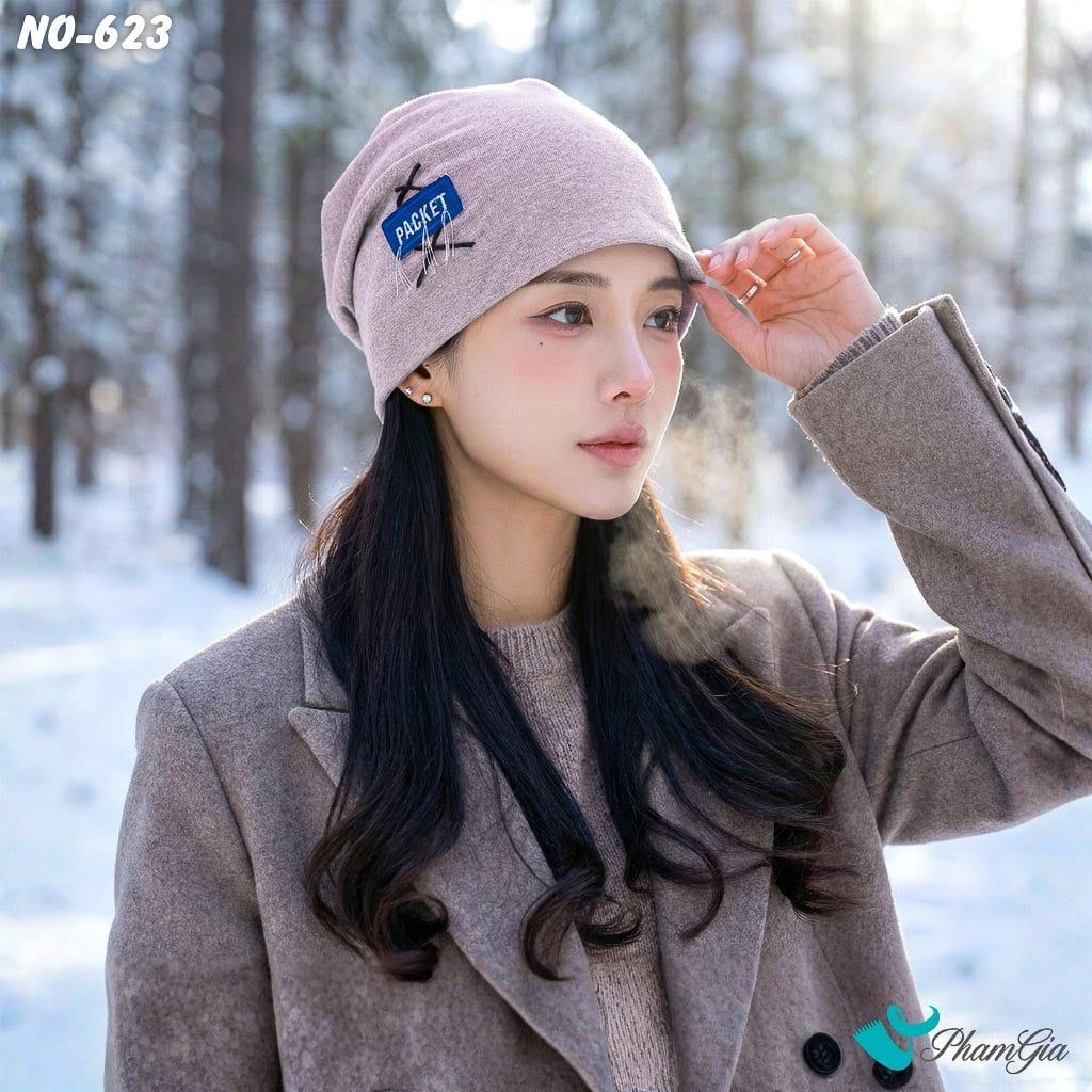 Nón Ống Thời Trang Đính Tag Unisex Cá Tính Màu Tím (NO623)