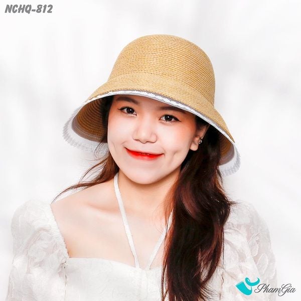 Nón Cói Cloche Phối Đăng Ten Cao Cấp Màu Bạc Xỉu (NCHQ812)