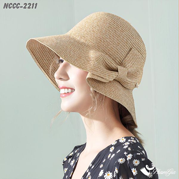 Nón Cói Form Mềm Cao Cấp Phối Nơ Cách Điệu Màu Bạc Xỉu (NCCC2211)