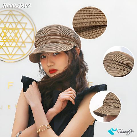 Người Mẫu Nón Cói Hải Quân Gập Viền Cao Cấp Màu Nâu Tây