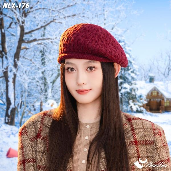 Nón Len Beret Giữ Ấm Thời Trang Màu Đỏ (NLX176)