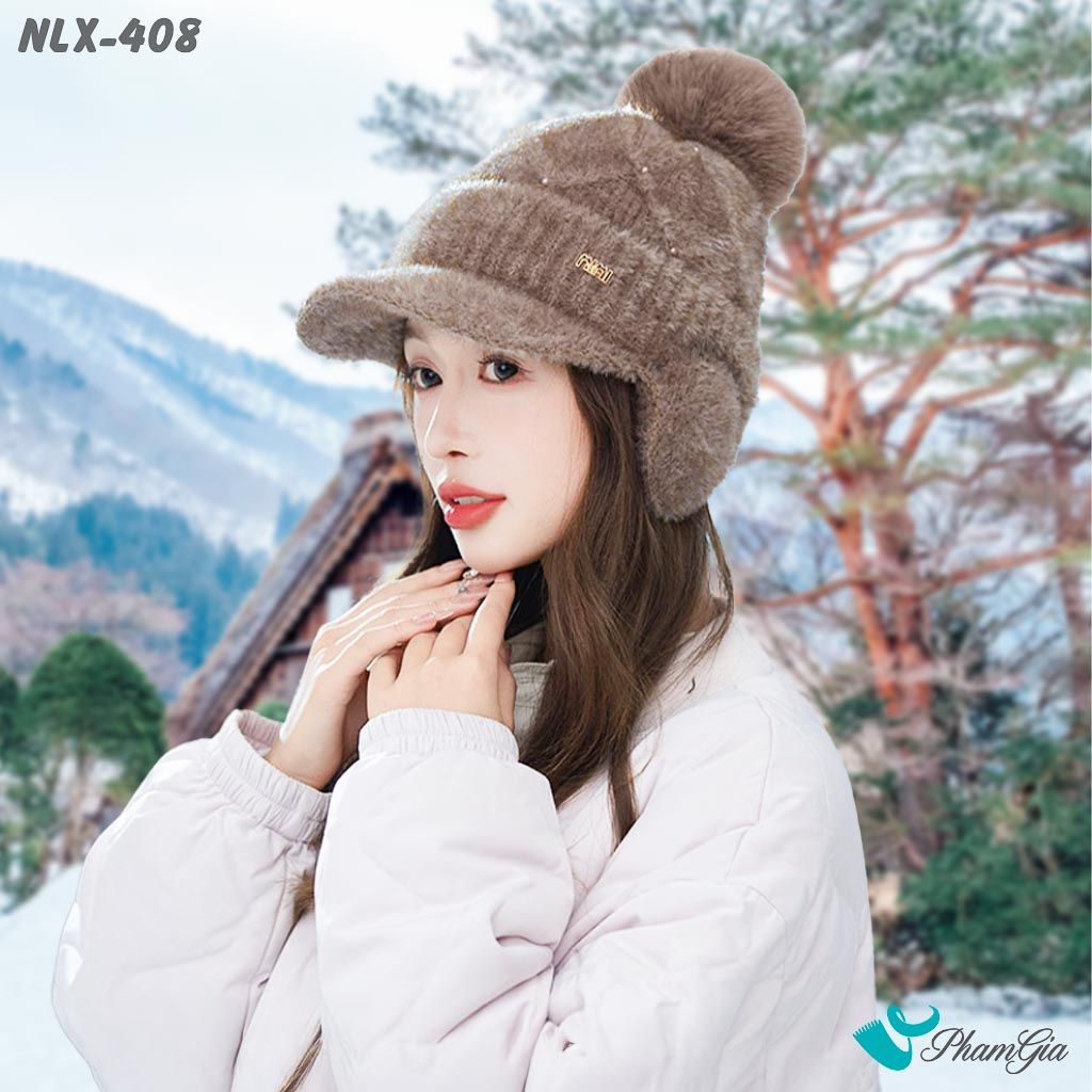 Nón Len Giữ Nhiệt Chuyên Dụng 2 Lớp Phối Chụp Tai Cao Cấp Màu Nâu (NLX408)