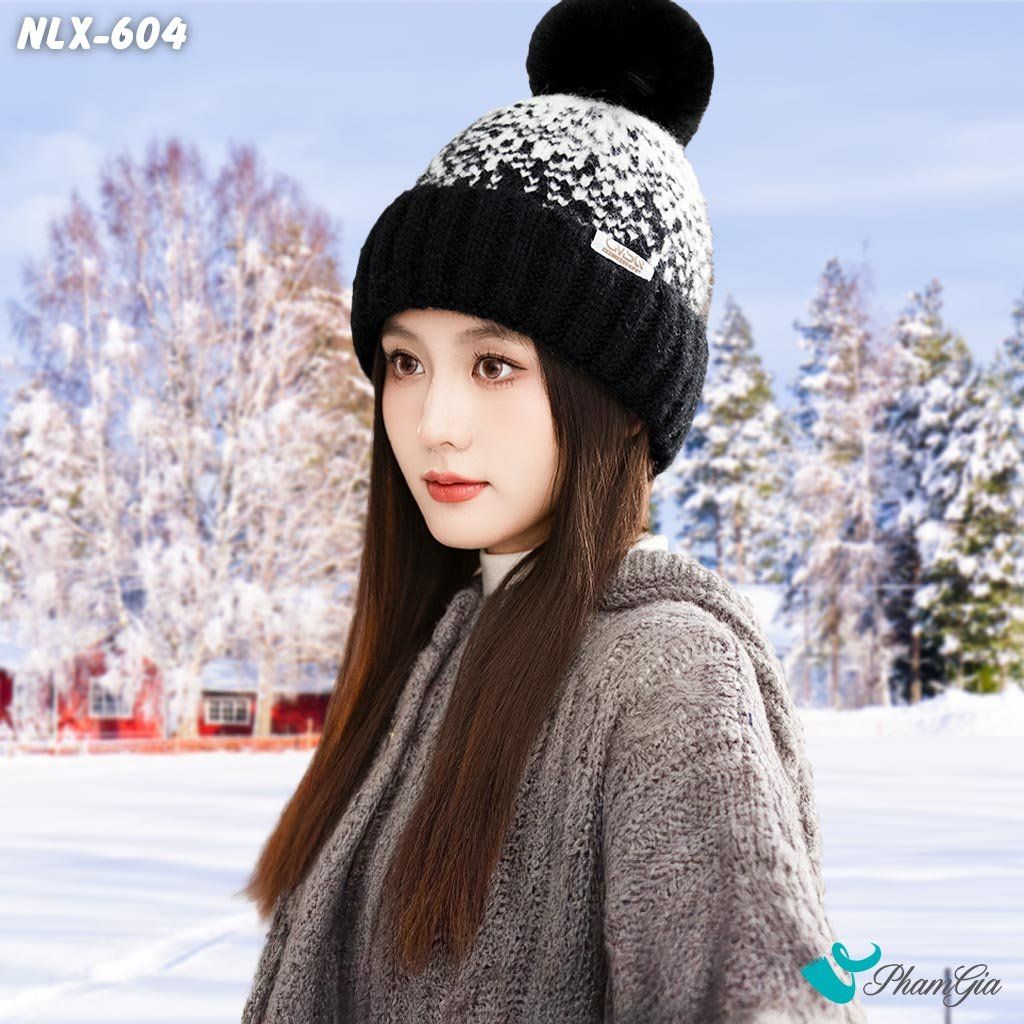 Nón Len Trái Châu 2 Lớp Dệt Họa Tiết Thổ Cẩm Màu Đen (NLX604)