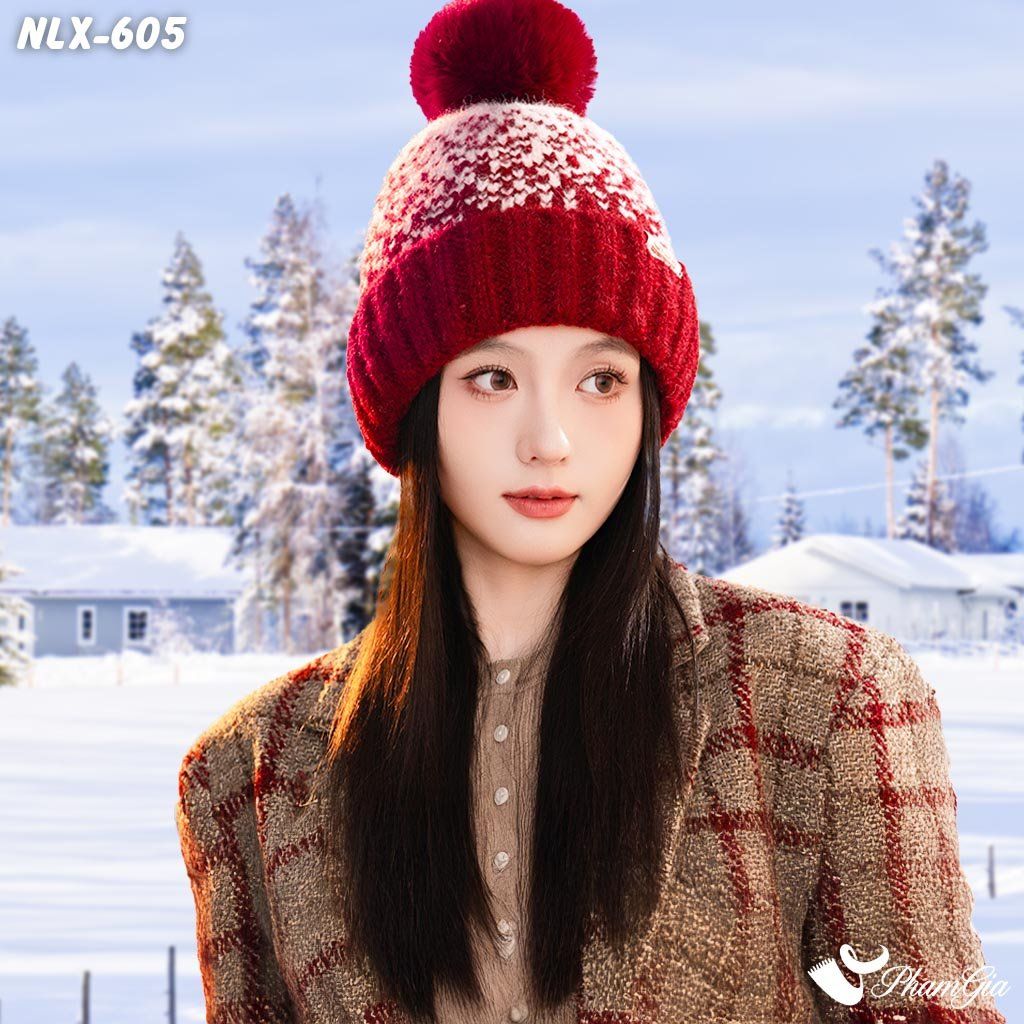 Nón Len Trái Châu 2 Lớp Dệt Họa Tiết Thổ Cẩm Màu Đỏ (NLX605)