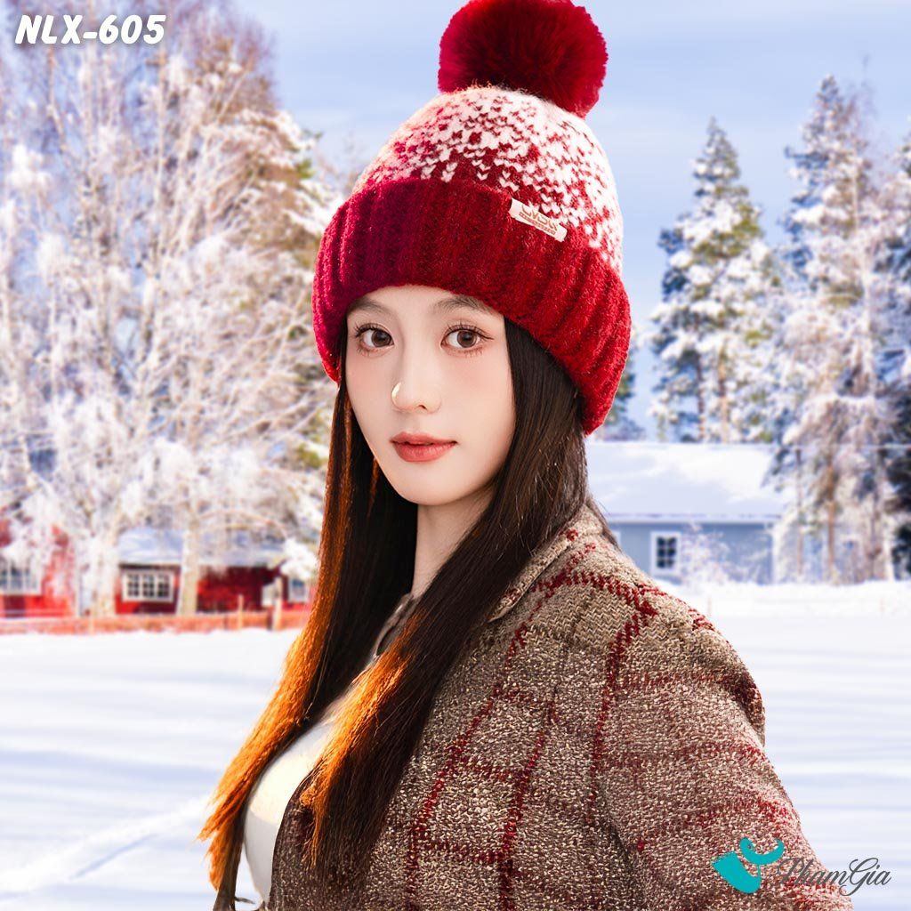 Nón Len Trái Châu 2 Lớp Dệt Họa Tiết Thổ Cẩm Màu Đỏ (NLX605)