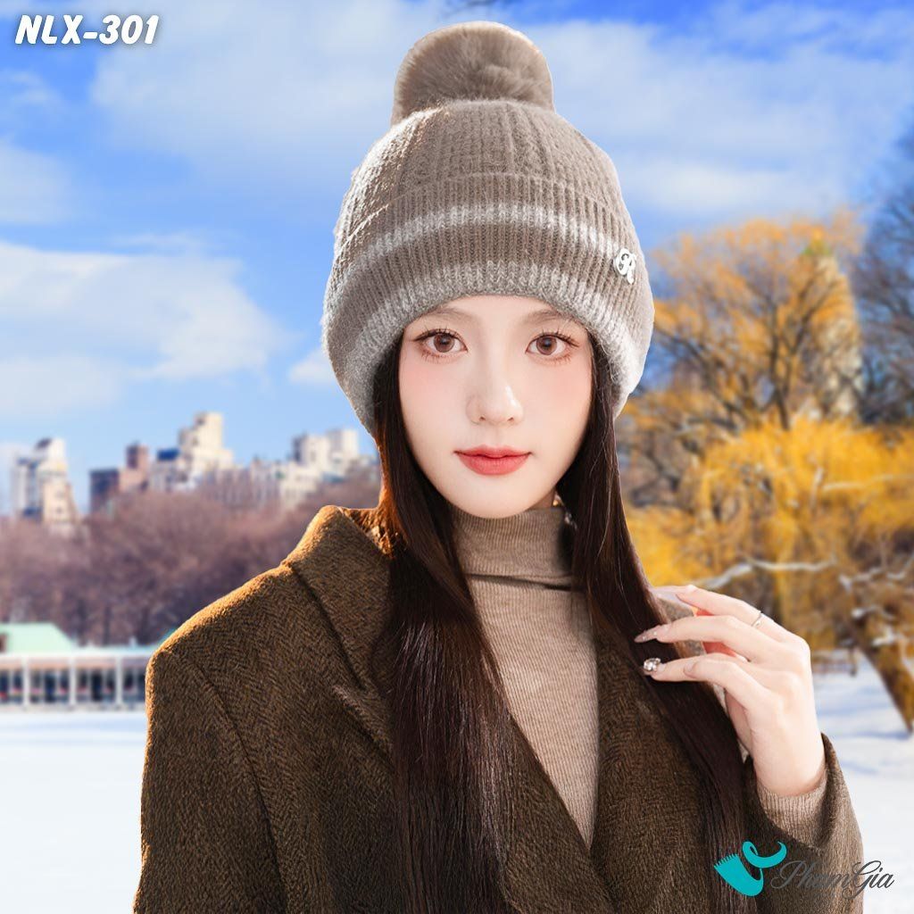 Nón Len Trái Châu Phối Viền 2 Lớp Giữ Ấm Cao Cấp Màu Nâu Tây (NLX301)