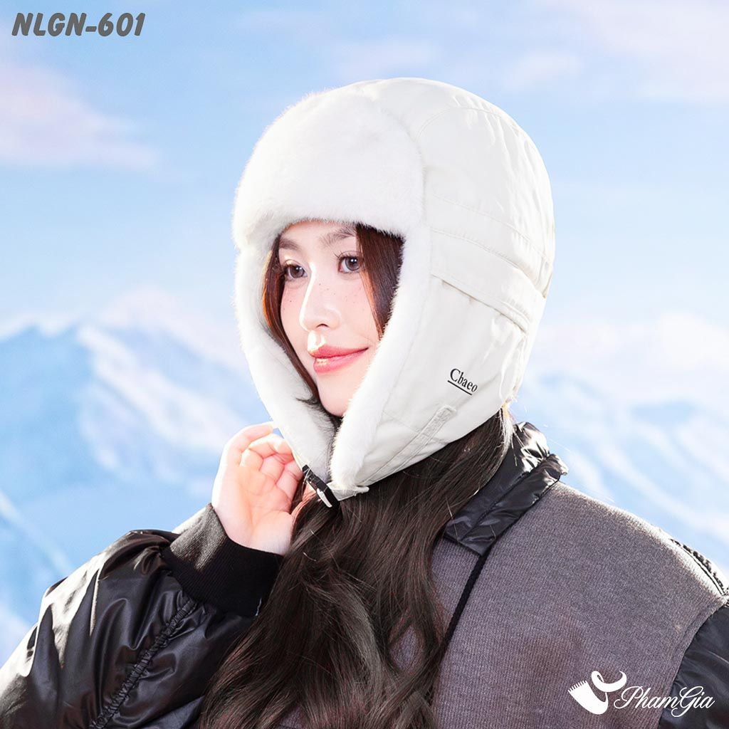 Model Nón Lông Giữ Nhiệt Chuyên Dụng Siêu Dày Cao Cấp Màu Trắng Kem