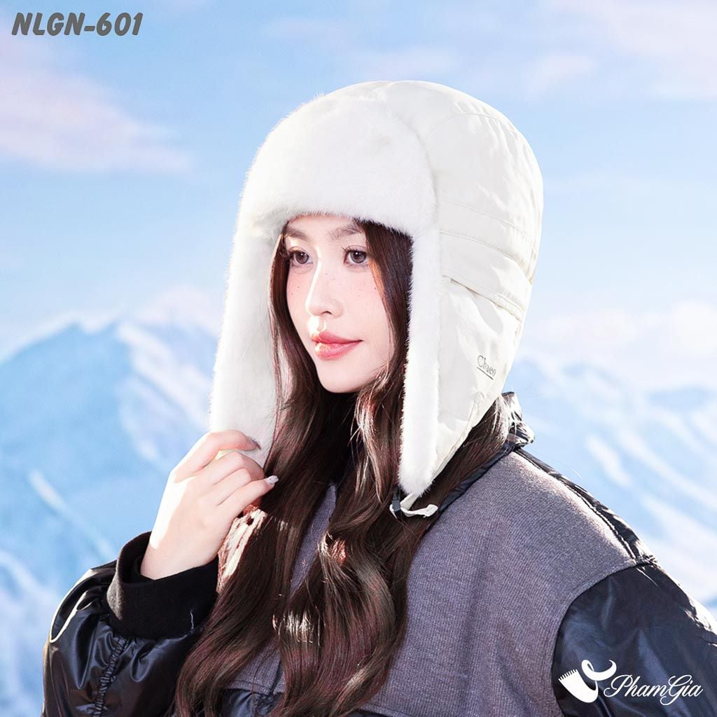 Nón Lông Giữ Nhiệt Chuyên Dụng Siêu Dày Cao Cấp Màu Trắng Kem