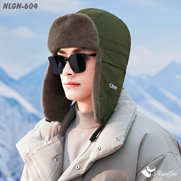 Nón Lông Giữ Nhiệt Chuyên Dụng Siêu Dày Cao Cấp Màu Xanh Rêu (NLGN604)