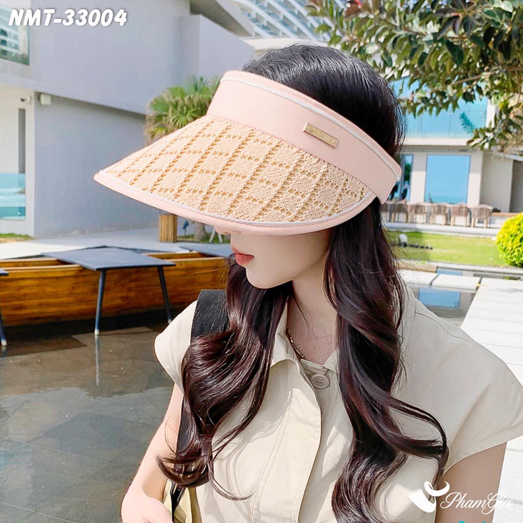 Người Mẫu Đội Nón Mui Trần Chống Nắng Cách Nhiệt Thời Trang Màu Hồng Phấn