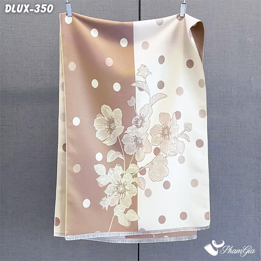 Khăn Choàng Dạ Cashmere Cao Cấp Họa Tiết Hoa Chấm Bi Màu Bạc Xỉu Hiện Đại (DLUX350)