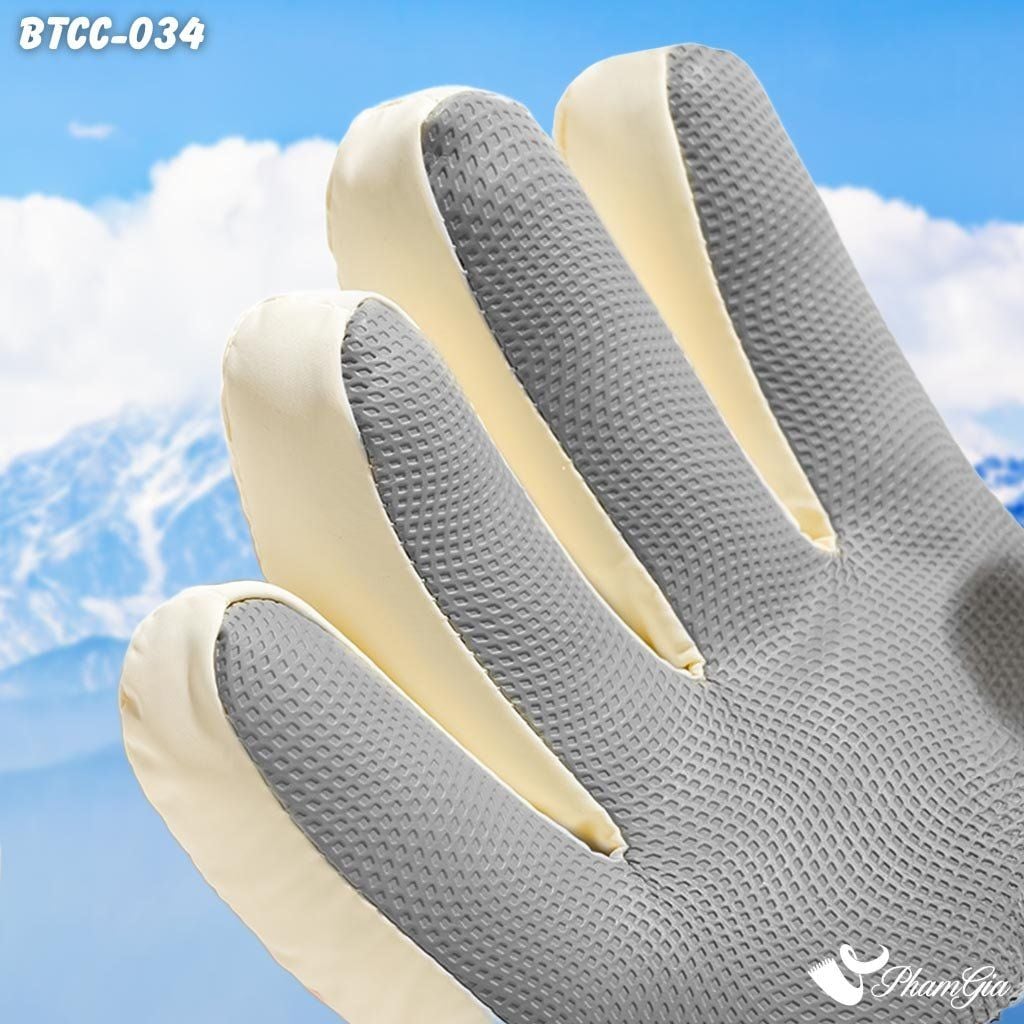 Găng Tay Phao Lót Lông 2 Lớp Siêu Dày Giữ Ấm Mùa Đông, Chống Thấm Nước Cao Cấp Màu Kem (BTCC034)