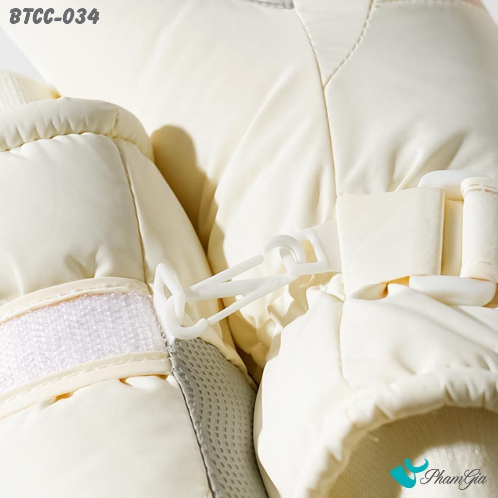 Găng Tay Phao Lót Lông 2 Lớp Siêu Dày Giữ Ấm Mùa Đông, Chống Thấm Nước Cao Cấp Màu Kem (BTCC034)