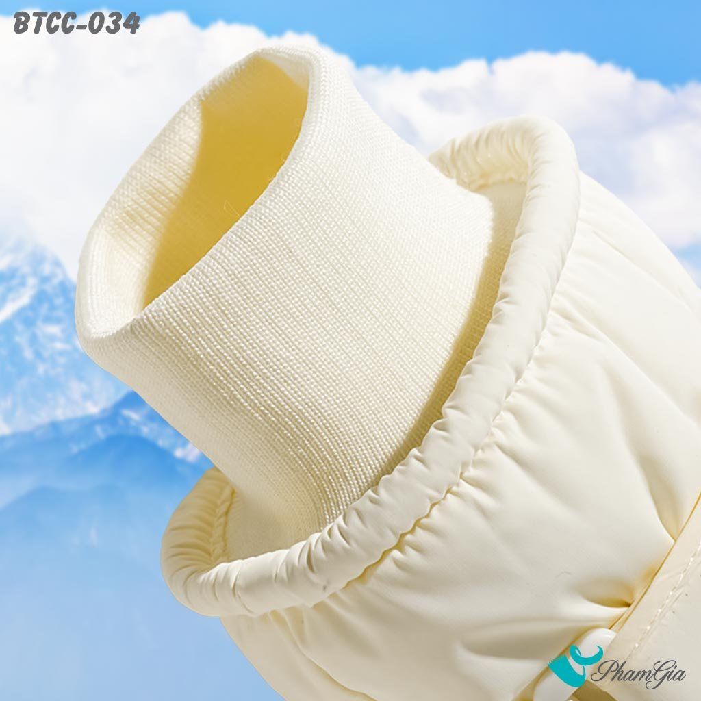 Găng Tay Phao Lót Lông 2 Lớp Siêu Dày Giữ Ấm Mùa Đông, Chống Thấm Nước Cao Cấp Màu Kem (BTCC034)