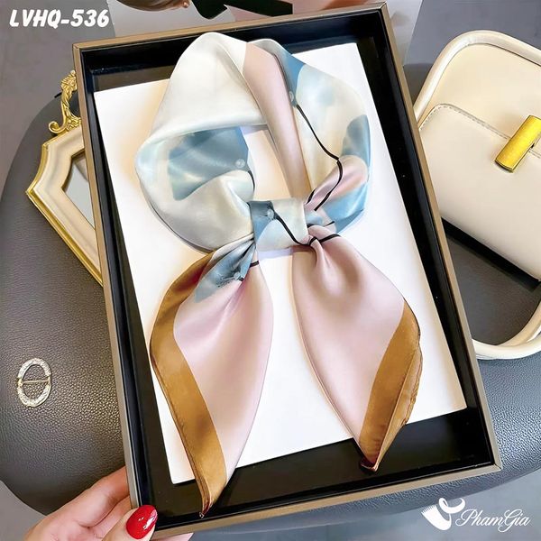 Khăn Lụa Vuông 70*70cm Phong Cách Hàn Quốc Họa Tiết Rẻ Quạt Màu Hồng Xanh - Hồng (LVHQ536)