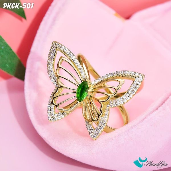 Phụ Kiện Cài Khăn Bướm Đính Đá Ngọc Lục Bảo (PKCK501)
