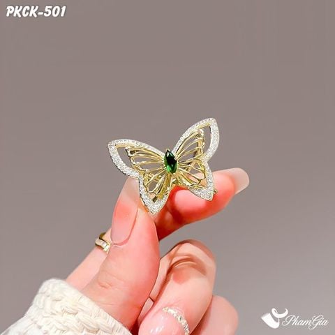 Góc Thẳng Phụ Kiện Cài Khăn Bướm Đính Đá Ngọc Lục Bảo