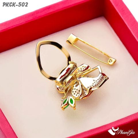 Phụ Kiện Cài Khăn, Cài Áo Đa Năng Họa Tiết Họa Tiết Hoa Trà Đính Đá (PKCK502)