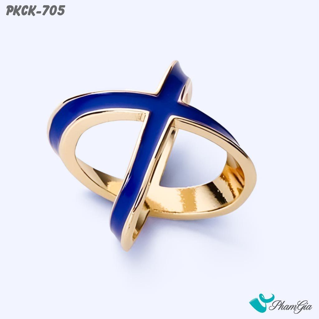 Phụ Kiện Cài Khăn Chữ X Tráng Men Thanh Lịch Màu Xanh (PKCK705)