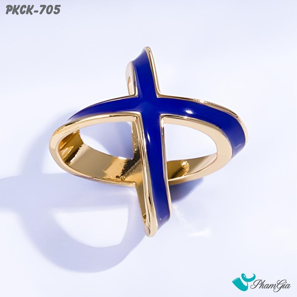 Phụ Kiện Cài Khăn Chữ X Tráng Men Thanh Lịch Màu Xanh (PKCK705)