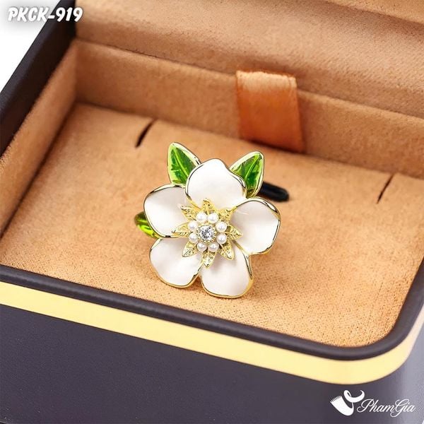 Phụ Kiện Cài Khăn Hoa Trà Tráng Men Thanh Lịch (PKCK919)
