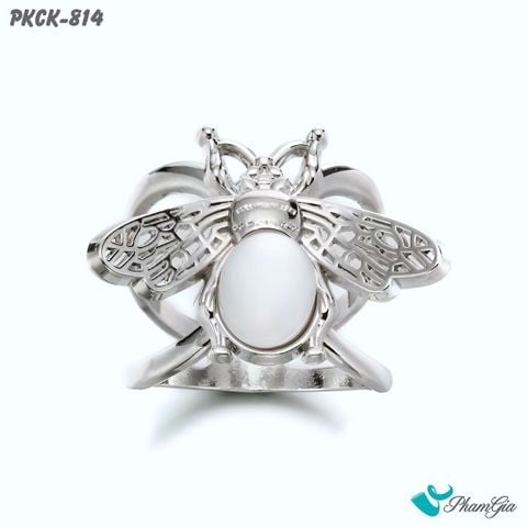 Góc Trên Phụ Kiện Cài Khăn Ong Bạc Đính Ngọc Hiện Đại