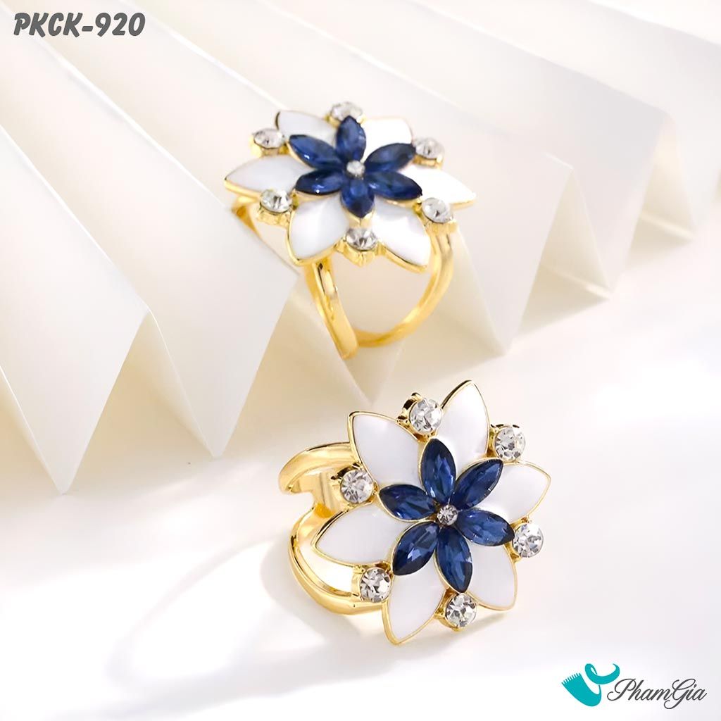 Phụ Kiện Cài Khăn Retro Tráng Men Trắng Xanh Tinh Tế