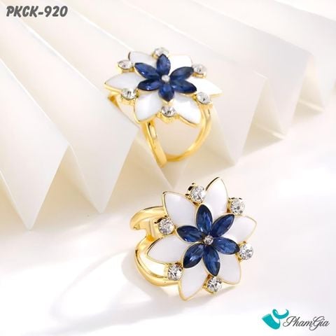 Phụ Kiện Cài Khăn Retro Tráng Men Trắng Xanh Tinh Tế