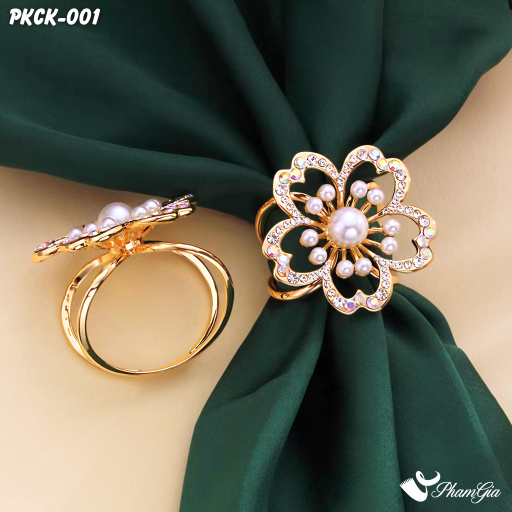 Phụ Kiện Cài Khăn Size Đại Họa Tiết Hoa Mai Đính Đá Sang Trọng (PKCK001)