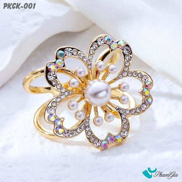 Phụ Kiện Cài Khăn Size Đại Họa Tiết Hoa Mai Đính Đá Sang Trọng (PKCK001)